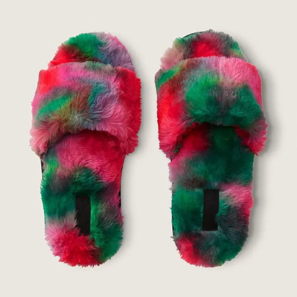 VS PINK FAUX FUR SLIPPERS - Picture 2 of 2